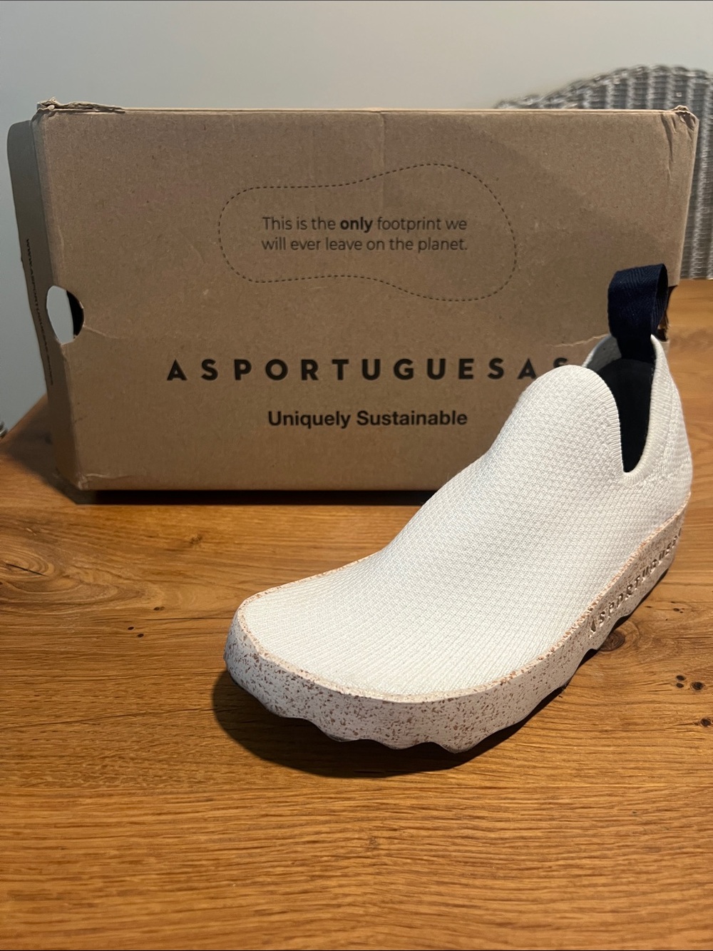 Asportuguesas Care L Knit Slip On Shoes White Natural Cork Sole EU 38